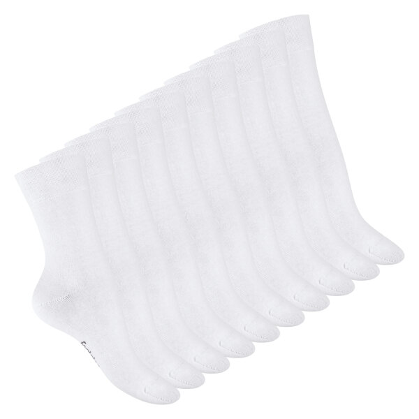 Footstar Damen Baumwollsocken (10 Paar), handgekettelte flache Spitze - Everyday! - Weiß 35-38