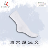 Footstar Damen Baumwollsocken (10 Paar), handgekettelte flache Spitze - Everyday! - Weiß 35-38