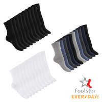 Footstar Damen Baumwollsocken (10 Paar), handgekettelte flache Spitze - Everyday! - Weiß 35-38