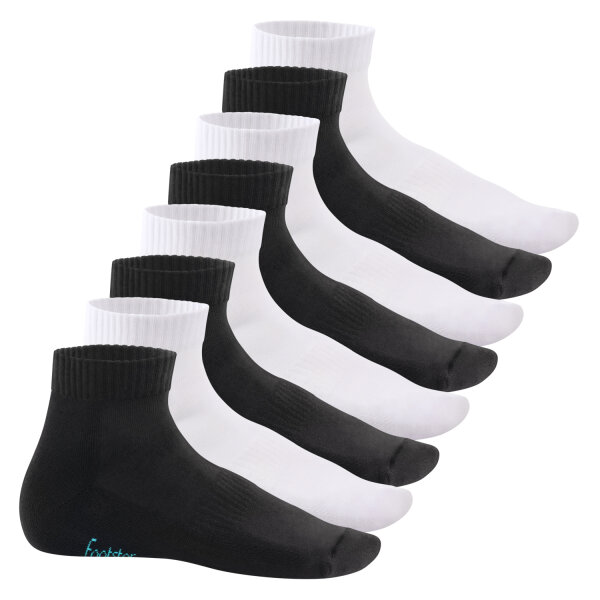 Footstar Damen & Herren Kurzschaft Socken mit Frottee-Sohle (8 Paar) Sneak It! - Schwarz-Weiß-Mix 35-38