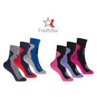 Footstar Kinder Outdoor Socken (6 Paar) Bunte Vollfrottee Socken mit Thermo-Effekt - Variante 2 Blau Rot 27-30