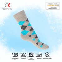 Footstar Damen Wintersocken (6 Paar) Warme Vollfrottee Socken mit Thermo Effekt - Kariert 35-38