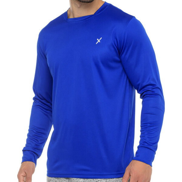 CFLEX Herren Fitness Shirt Langarm, Sporthemd Longsleeve, Quickdry Piqué - Royal M