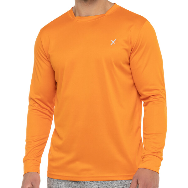 CFLEX Herren Fitness Shirt Langarm, Sporthemd Longsleeve, Quickdry Piqué - Orange L