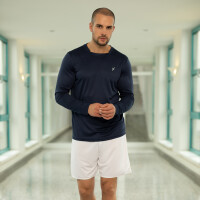 CFLEX Herren Fitness Shirt Langarm, Sporthemd Longsleeve, Quickdry Piqué - Navy L