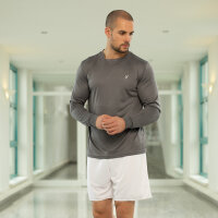 CFLEX Herren Fitness Shirt Langarm, Sporthemd Longsleeve, Quickdry Piqué - Grau M