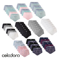 Celodoro Damen Taillenslip (6er Pack) Microfaser-Slip mit Blümchen-Muster - Lingerie Colors M (40-42)
