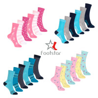 Footstar Bunte Baumwoll Socken für Kinder (6er Pack) - Flamingo Mix 23-26