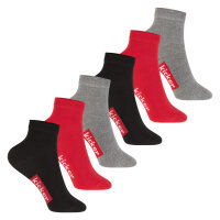 kicker Kinder Kurzschaft Socken (6 Paar) Schwarz Rot Grau...