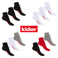 kicker Damen & Herren Kurzschaft Socken (6 Paar) - Schwarz 35-38