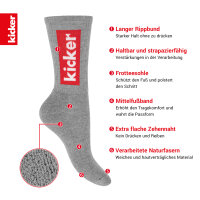 kicker Damen & Herren Crew Socks (6 Paar) Schwarz Rot Grau 35-38