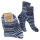 Celodoro Damen & Herren Mouline Wollsocken mit Umschlag (1 Paar) - Blau 35-38