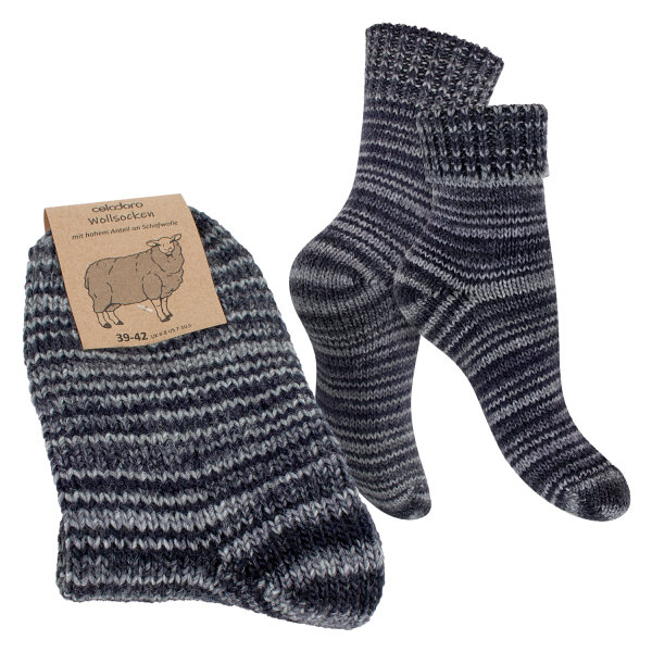 Celodoro Damen & Herren Mouline Wollsocken mit Umschlag (1 Paar) - Grau 35-38