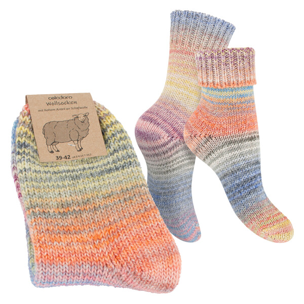 Celodoro Damen & Herren Mouline Wollsocken mit Umschlag (1 Paar) - Bunt 35-38