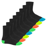 Footstar Herren & Damen Baumwollsocken (8 Paar) Socken im Neon Look - Fun Schwarz 35-38