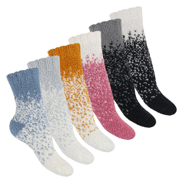 Footstar Damen & Herren Plüsch Socken mit weicher Sohle (6 Paar) - Snow 36-42