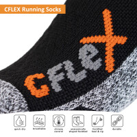 CFLEX Damen und Herren Running Funktions-Socken (4 Paar) Laufsocken - Schwarz-Grau 35-38