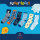 Bunte Baumwoll Basic Socken (6 Paar) mit lustigen Motiven für Mädchen & Jungen - Aqua 27-30