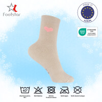 Footstar Kinder Frottee-Socken mit Motiv (6 Paar) Warme Socken mit Thermoeffekt - Herz Motiv 23-26