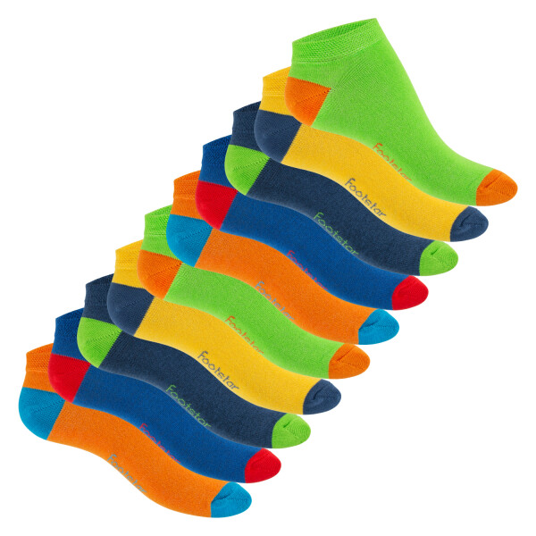 Footstar Damen und Herren Sneaker Socken (10 Paar) mit abgesetzter Ferse und Spitze - Multicolor 35-38