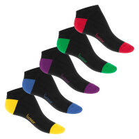 Footstar Damen und Herren Sneaker Socken (10 Paar) mit abgesetzter Ferse und Spitze - Schwarz 35-38