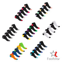 Footstar Damen und Herren Sneaker Socken (10 Paar) mit abgesetzter Ferse und Spitze - Schwarz 35-38