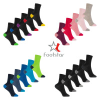 Footstar Kinder Baumwoll Socken (10 Paar) mit abgesetzter Ferse und Spitze - Funfarben 23-26