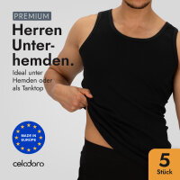 Celodoro Unterhemd Herren 5er Pack (schwarz, Größe 4XL) - Feinripp Tank-Top aus 100% Baumwolle - Achselshirts, Trägershirts & Unterhemden für Männer - atmungsaktive Anti-Schweiß Tanktops & Muskelshirts