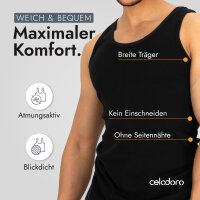 Celodoro Unterhemd Herren 5er Pack (schwarz, Größe 4XL) - Feinripp Tank-Top aus 100% Baumwolle - Achselshirts, Trägershirts & Unterhemden für Männer - atmungsaktive Anti-Schweiß Tanktops & Muskelshirts