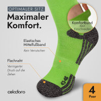 Celodoro 4 Paar Wandersocken, Arbeitssocken & Sportsocken (35-38, hellblau-grün) - verstärkte Unisex Socken für Damen & Herren - atmungsaktive Anti-Schweiß Funktionssocken für Sport, Wandern, Arbeit