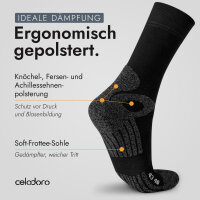 Celodoro 4 Paar Wandersocken, Arbeitssocken & Sportsocken (35-38, schwarz) - verstärkte Unisex Socken für Damen & Herren - atmungsaktive Anti-Schweiß Funktionssocken für Sport, Wandern, Arbeit