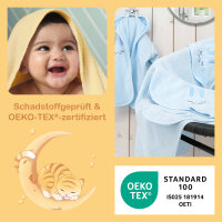 Baby Geschenk Set 5-teilig - Geschenkbox mit Bademantel Kapuzenbadetuch Handtuch Waschhandschuh Lätzchen - Kleinkinder 0-12 Monate