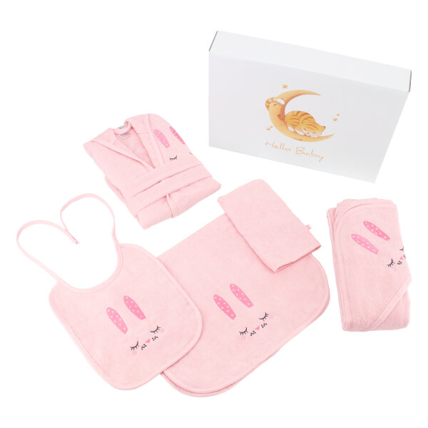 Baby Geschenk Set 5-teilig - Geschenkbox - 0-12 Monate Rosa