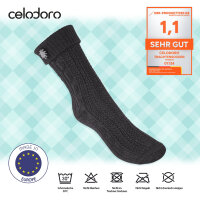 Celodoro Damen und Herren Trachten Socken (2 Paar) mit Edelweiß-Pin Oktoberfest Strümpfe - Anthrazit 35-38