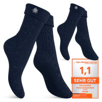 Celodoro Damen und Herren Trachten Socken (2 Paar) mit Edelweiß-Pin Oktoberfest Strümpfe Marine-35-38