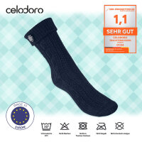 Celodoro Damen und Herren Trachten Socken (2 Paar) mit Edelweiß-Pin Oktoberfest Strümpfe Marine-35-38