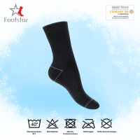 Footstar Damen und Herren Wintersocken (6 Paar) Warme Vollfrottee Socken mit Thermo Effekt - Everyday! - Schwarz 35-38