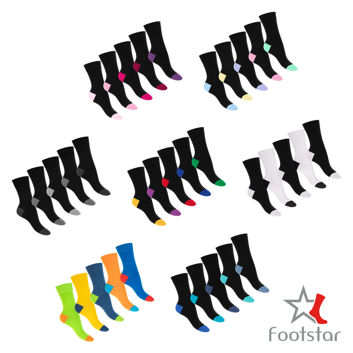 10 Paar modische Socken für Sie und Ihn von footstar - Spitze und Fer ...