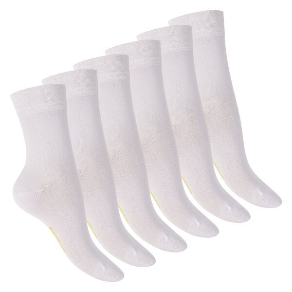 Footstar Damen Soft Viskose Socken (6 Paar) Klassische Basic Damensocken - Weiß 35-38