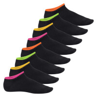 Footstar Herren & Damen Sneaker Socken (8 Paar), Kurze Sportsocken im Neon Look - Neon Flash Schwarz 35-38