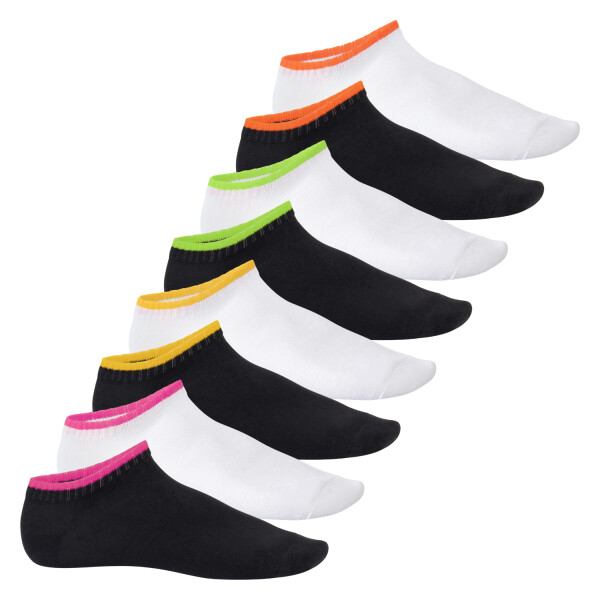 Footstar Herren & Damen Sneaker Socken (8 Paar), Kurze Sportsocken im Neon Look - Neon Flash - Mix 35-38