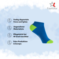 Footstar Kinder Baumwoll Sneaker Socken (10 Paar) mit abgesetzter Ferse und Spitze - Caribbean 23-26