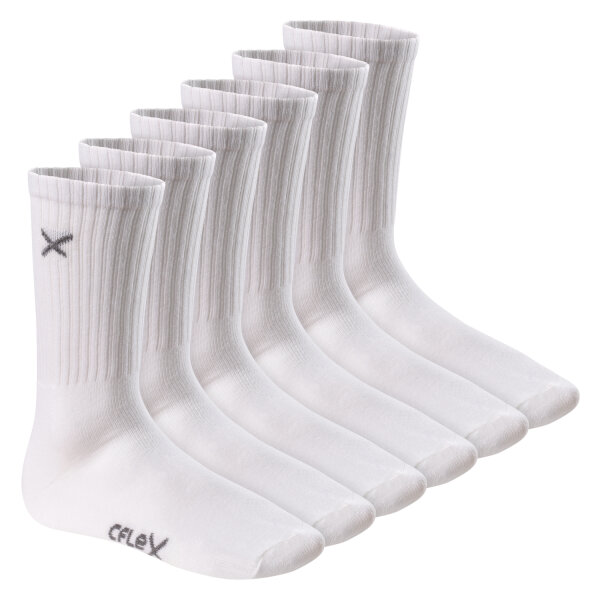 CFLEX Lifestyle Damen & Herren Crew Socks (6 Paar) - White 35-38