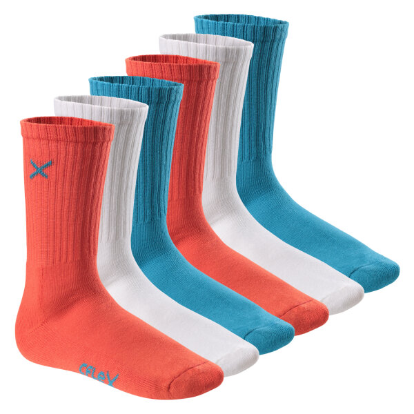 CFLEX Lifestyle Damen & Herren Crew Socks (6 Paar) - Blue Coral Mix 35-38