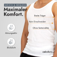 Celodoro Unterhemd Herren 5er Pack (weiß, Größe M) - Feinripp Tank-Top aus 100% Baumwolle - Achselshirts, Trägershirts & Unterhemden für Männer - atmungsaktive Anti-Schweiß Tanktops & Muskelshirts