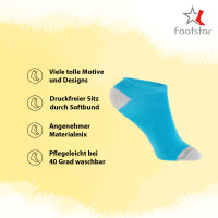 Footstar Kinder Sneaker Socken (8 Paar) Bunte Kurzsocken für Mädchen & Jungen - Blau geringelt 23-26