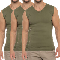 Celodoro Herren Business Muskelshirt V-Neck (3er Pack) Feinripp Top - Olive XXL