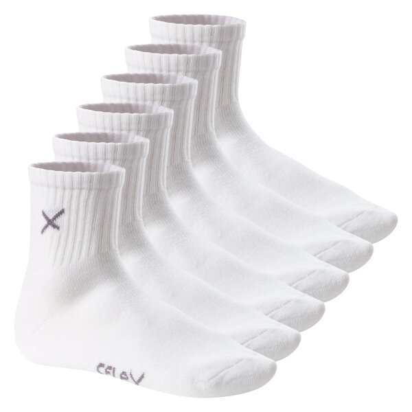 CFLEX Damen & Herren Short Crew Socks (6 Paar) - White 35-38