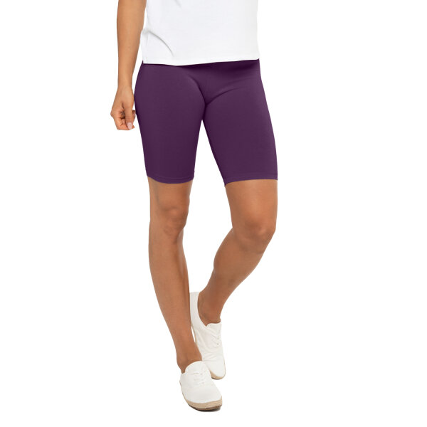 Celodoro Damen Kurzleggings (1 Stück) Stretch-Jersey Radlerhose aus Baumwolle - Lila L