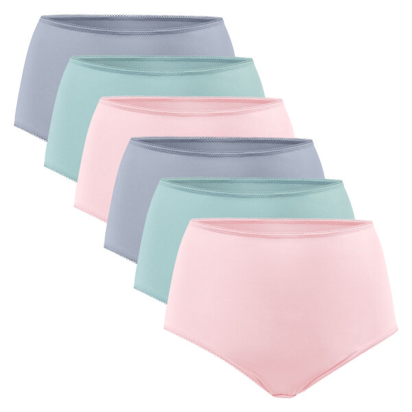 Celodoro Damen Taillenslip (6er Pack) Microfaser-Slip mit Blümchen-Muster - Pastell Mix L (44-46)